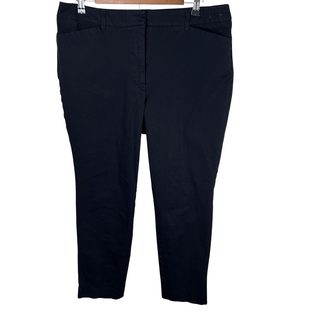 Worthington Women's Modern‎ Mid Rise Cotton Black Slim Ankle Pants Size 14 Tall
